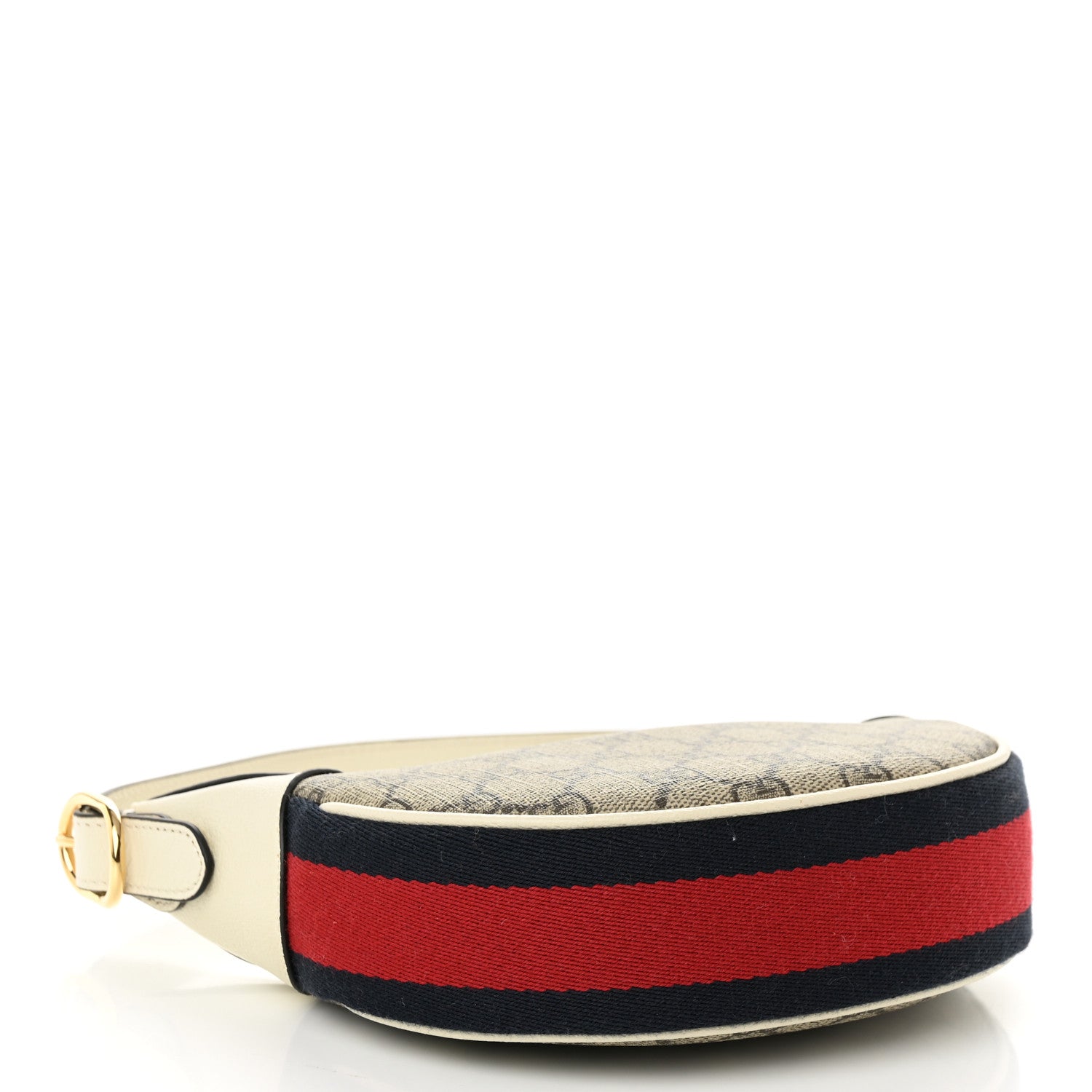 Gucci GG Supreme Monogram Textured Dollar Calfskin Web Mini Ophidia Half Moon Hobo Beige Ebony Mystic White 4 of 10