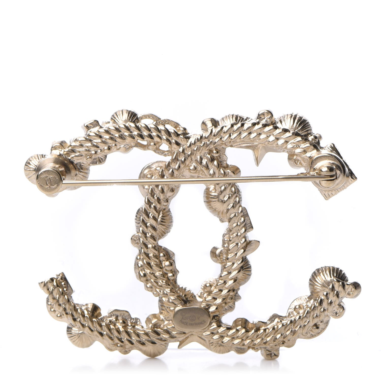 Chanel Crystal Pearl CC Charms Brooch Gold 2 of 3