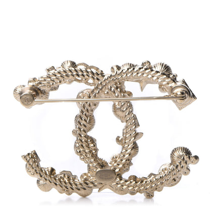 Chanel Crystal Pearl CC Charms Brooch Gold 2 of 3