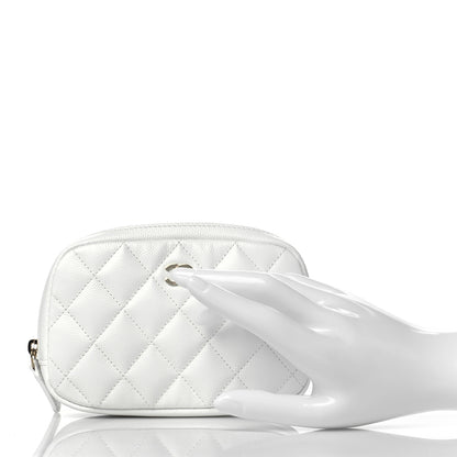 Chanel Caviar Quilted Small Curvy Pouch Cosmetic Case White 2 of 11