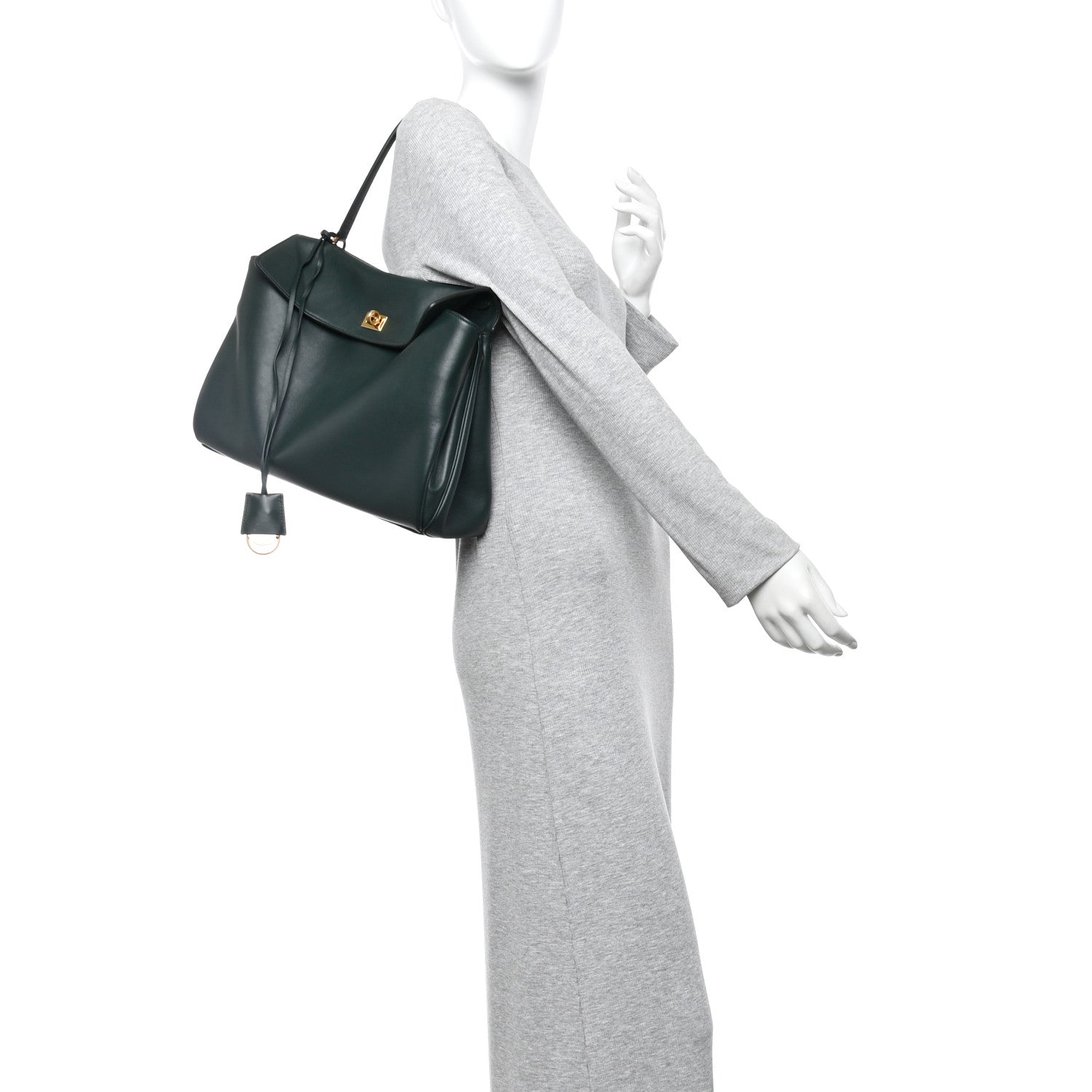 Balenciaga Natural Smooth Calfskin Medium Rodeo Top Handle Handbag Pine Green 2 of 9