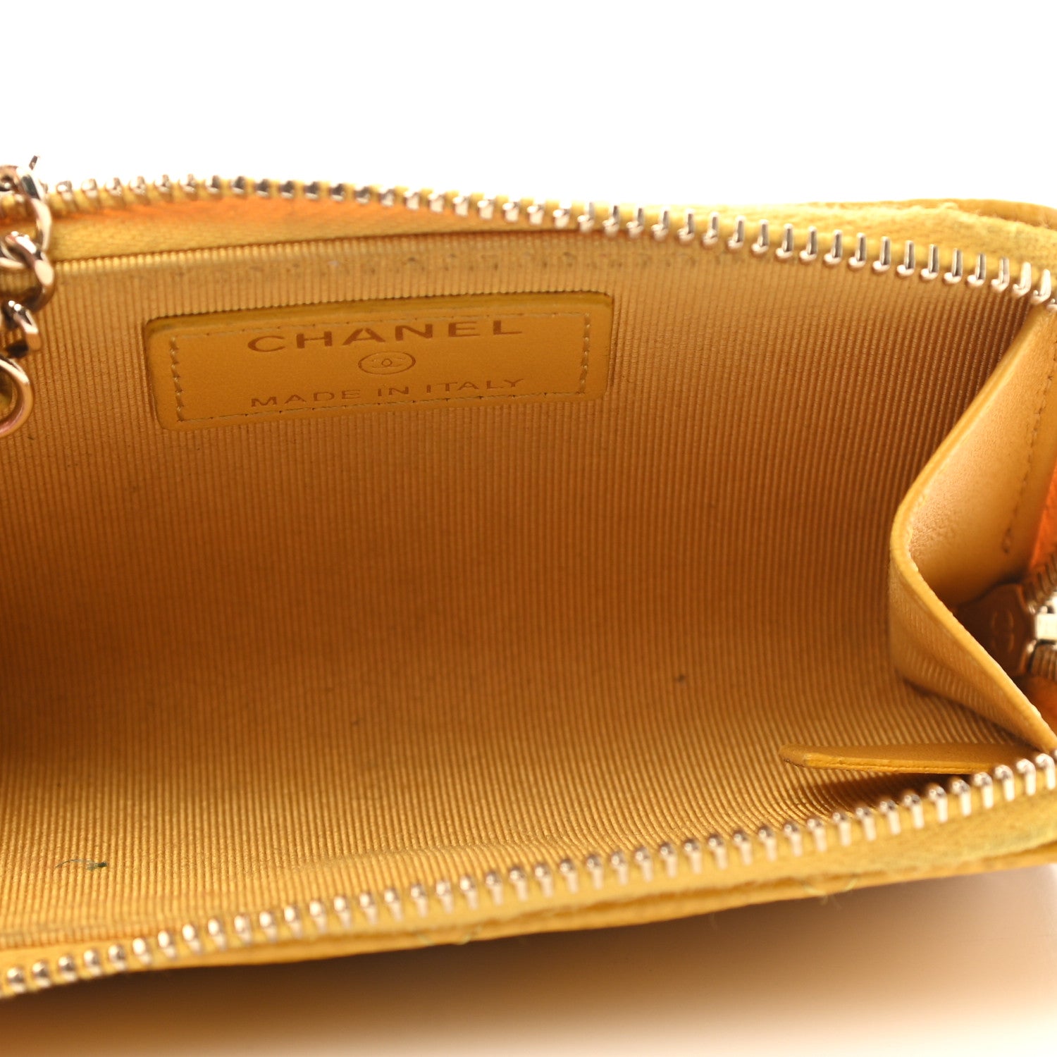 Chanel Caviar Quilted Key Holder Case Yellow 5 of 9