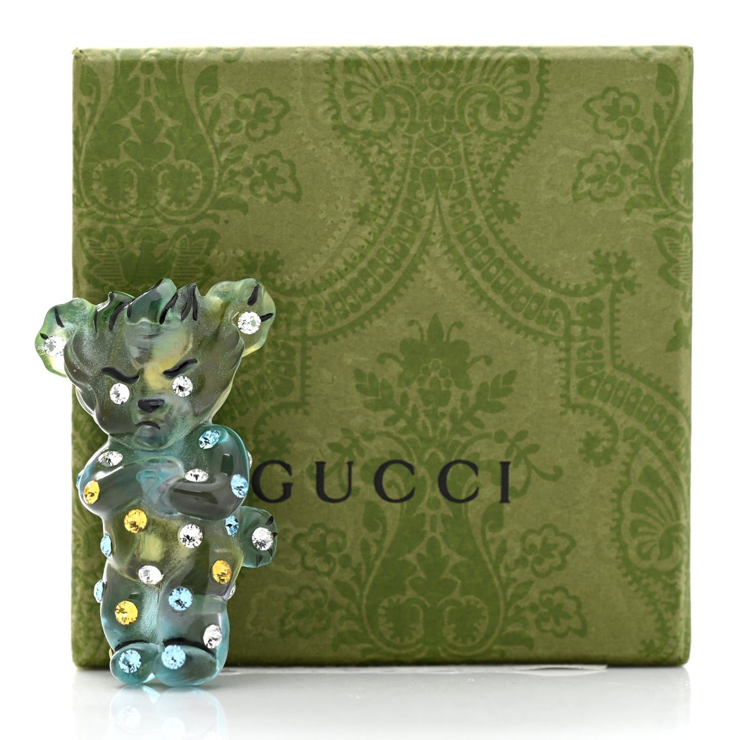 Crystal Resin Ha Ha Ha Bear Brooch Blue