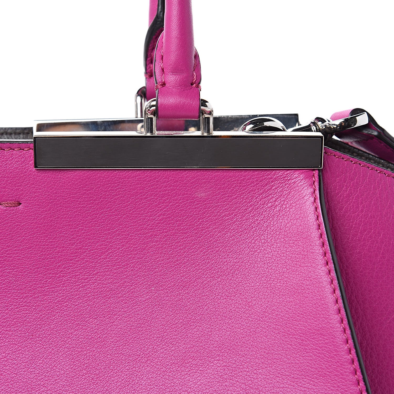 Fendi Vitello Dolce Shiny Nappa Petite 3Jours Tote Magenta Carbone 11 of 18