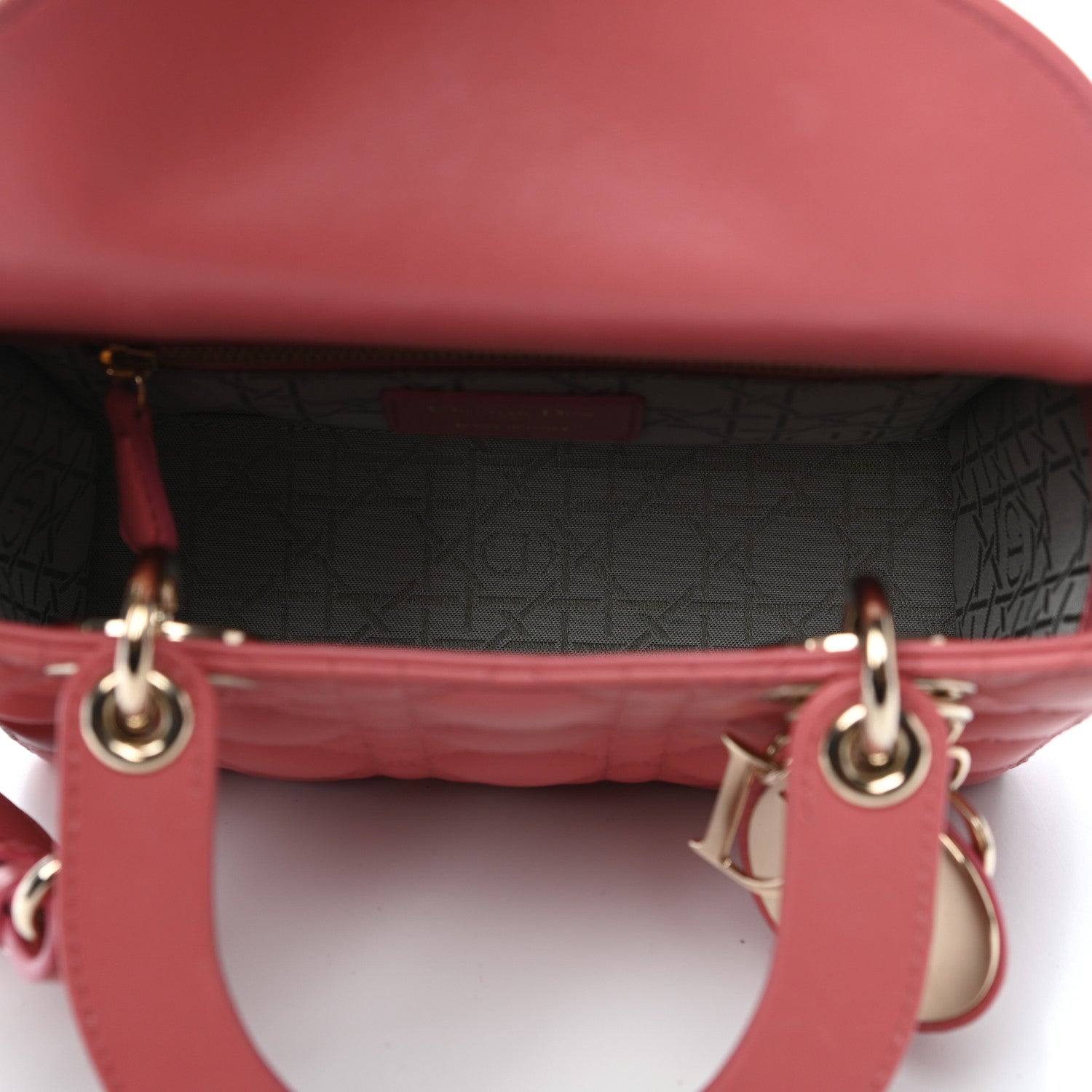 Christian Dior Lambskin Cannage Small Lucky Badges My Lady Dior Coral 5 of 10