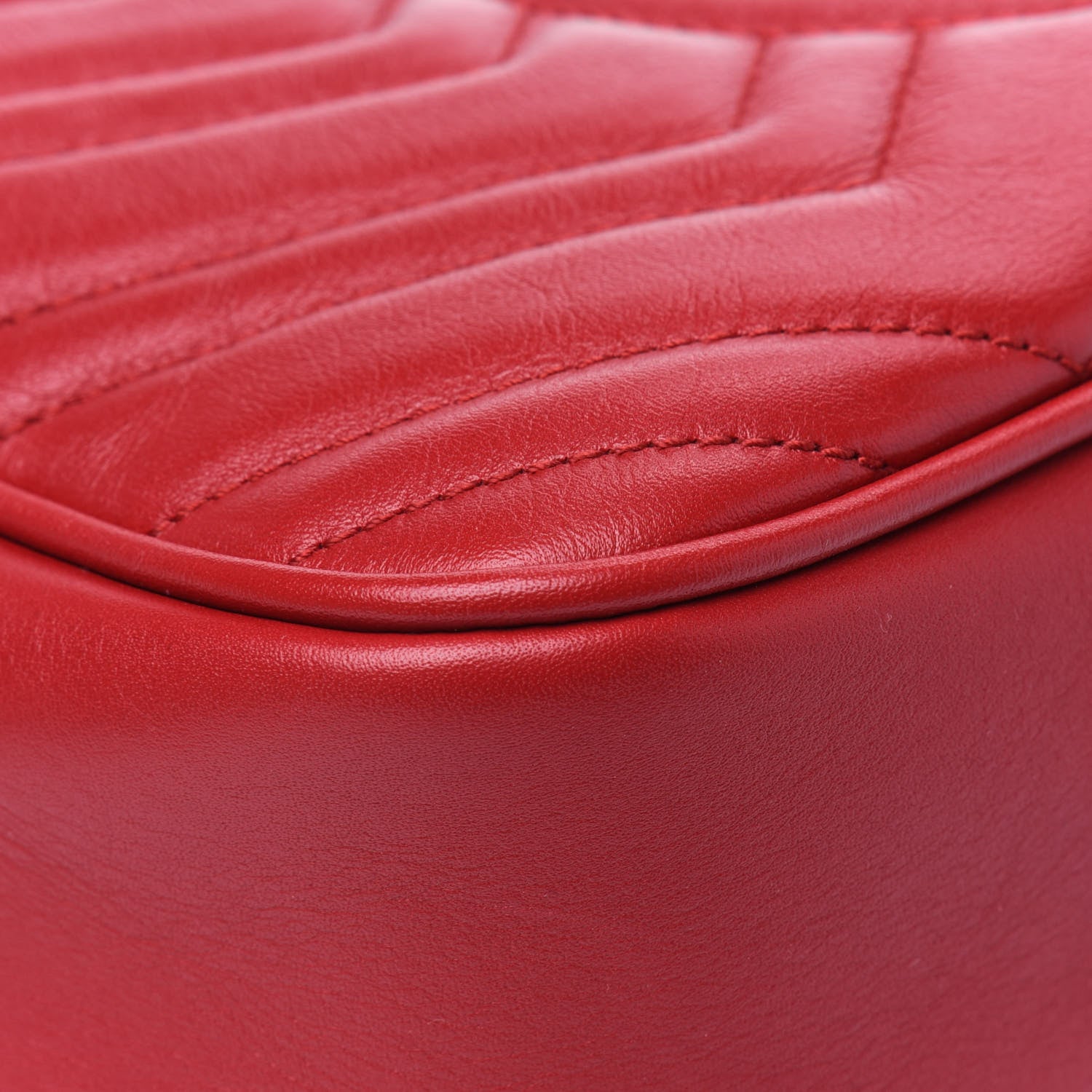 Gucci Calfskin Matelasse Small GG Marmont Chain Shoulder Bag Hibiscus Red 12 of 15