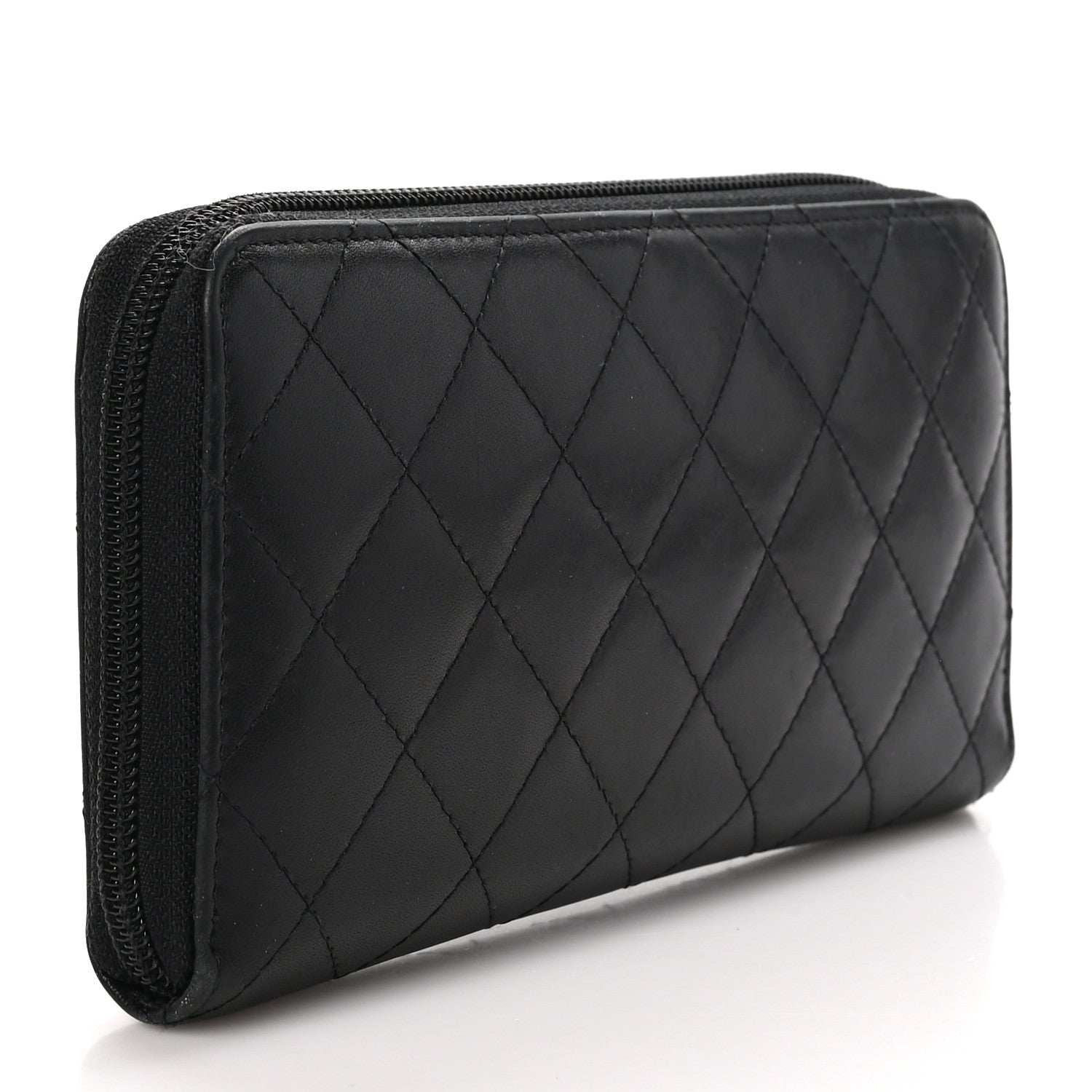 Chanel Calfskin Quilted Cambon Large Gusset Zip Around Wallet Black 3 of 10