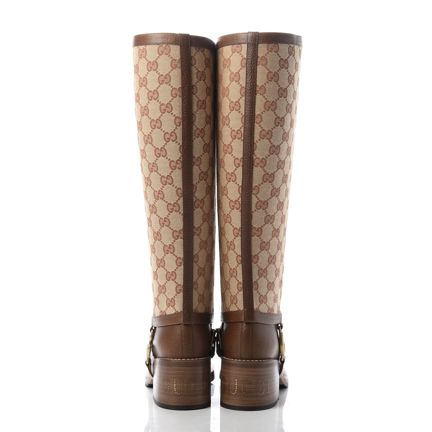 GG Monogram Calfskin Lola Tall Boots 35.5 Beige Ruggine