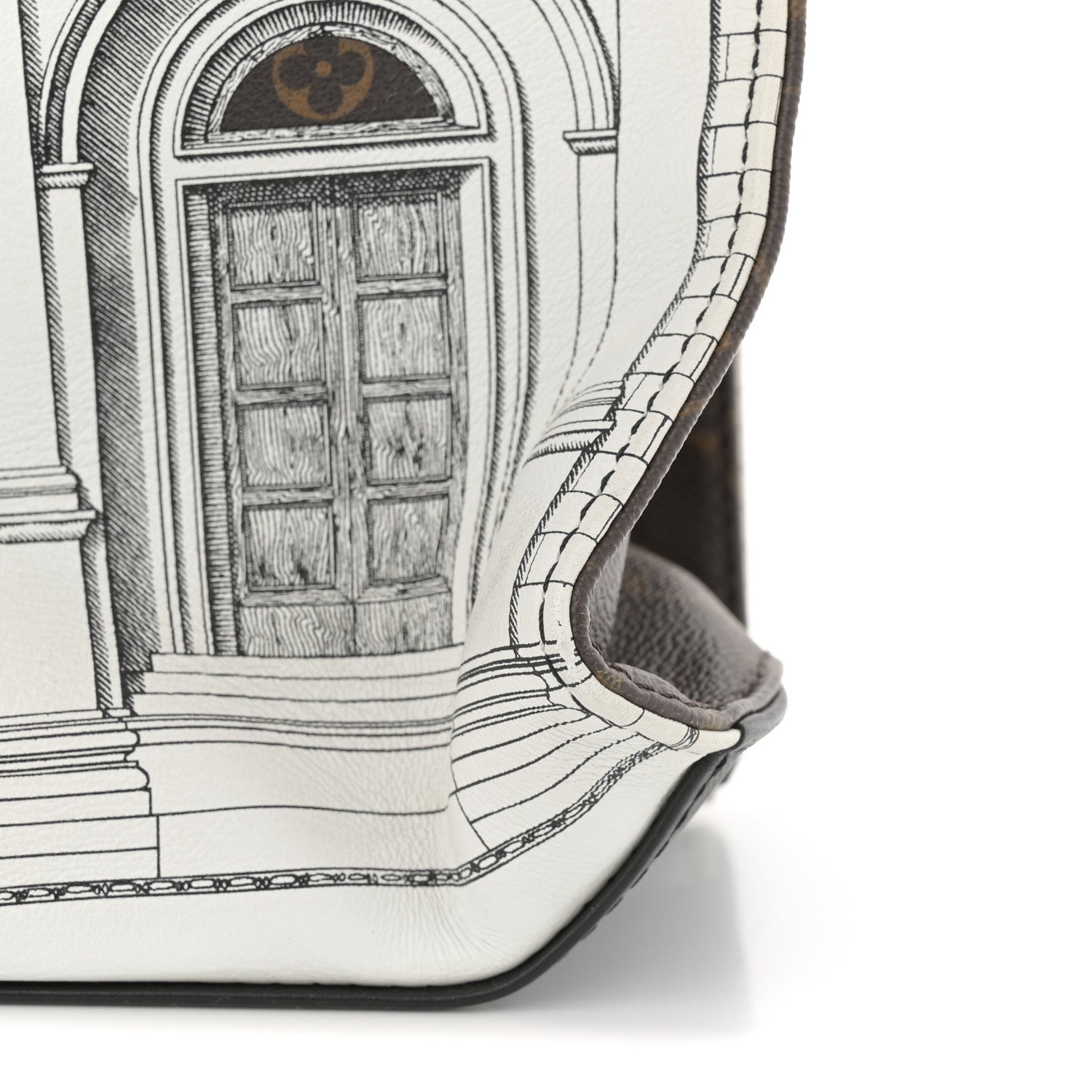 Louis Vuitton X FORNASETTI Calfskin Architettura Onthego MM Black White 10 of 12