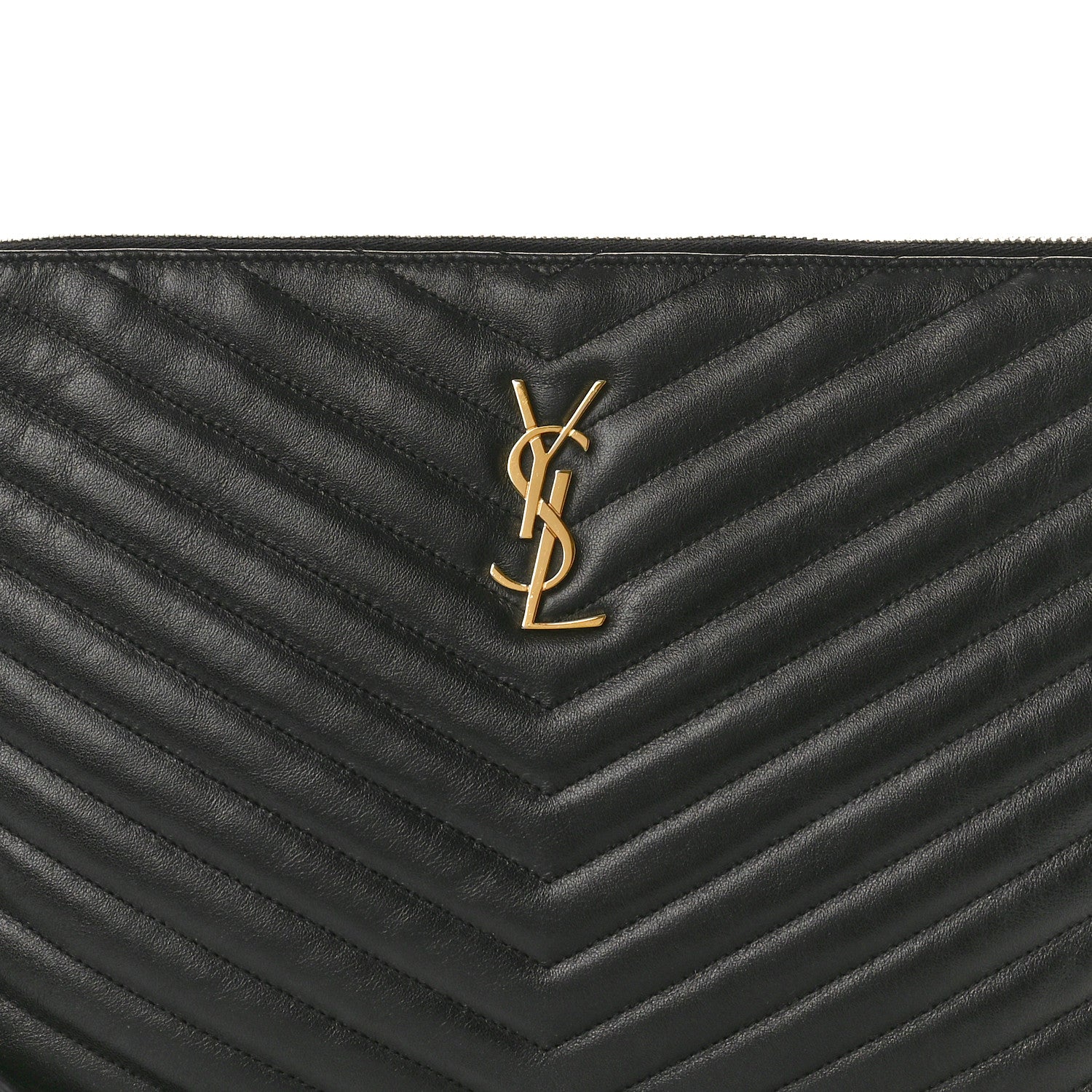 Saint Laurent Calfskin Matelasse Monogram Cassandre Tablet Pouch Black 8 of 10