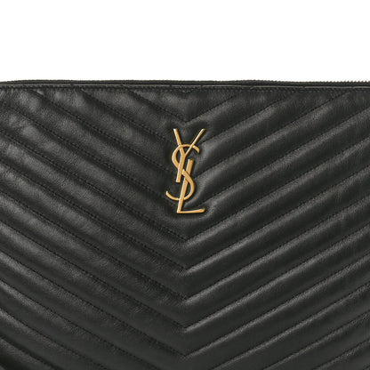 Saint Laurent Calfskin Matelasse Monogram Cassandre Tablet Pouch Black 8 of 10