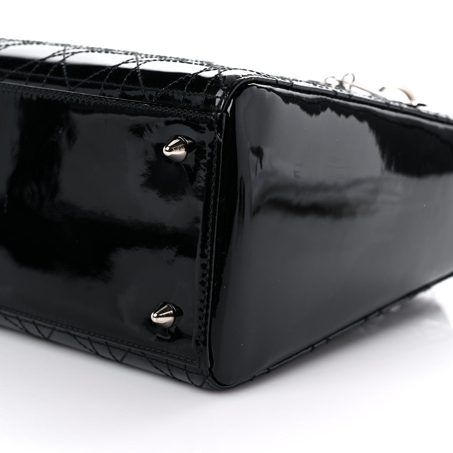Patent Cannage Stitched Medium Lady Dior Black
