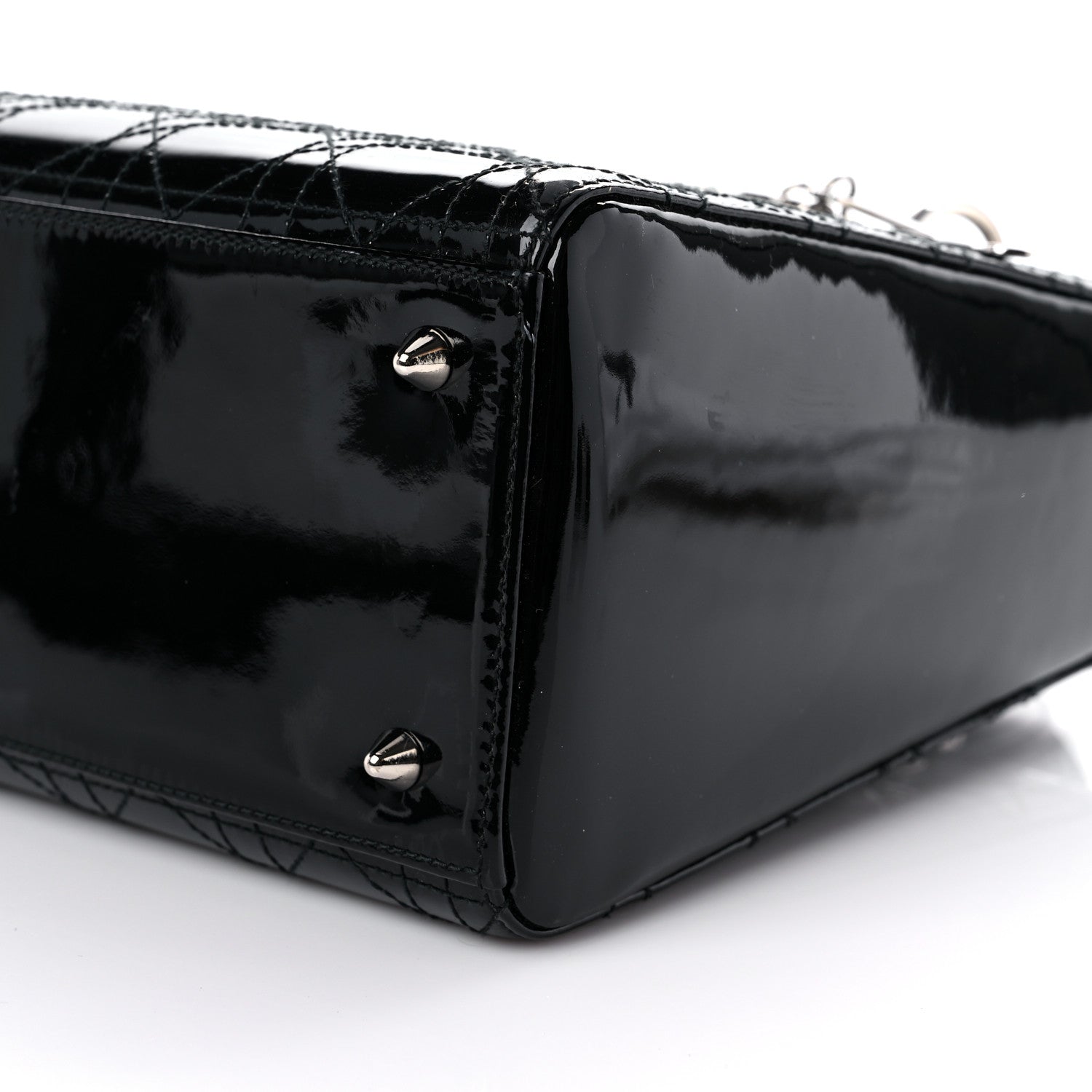 Christian Dior Patent Cannage Stitched Medium Lady Dior Black 9 of 11