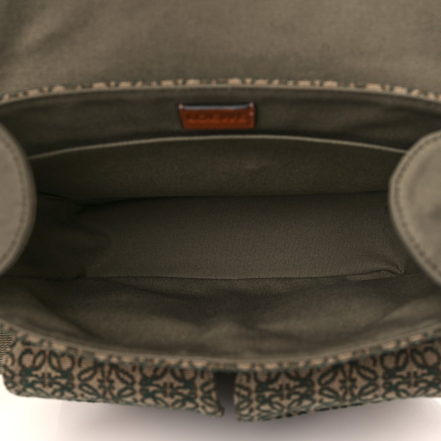 Jacquard Anagram Calfskin Military Satchel Khaki Green Tan