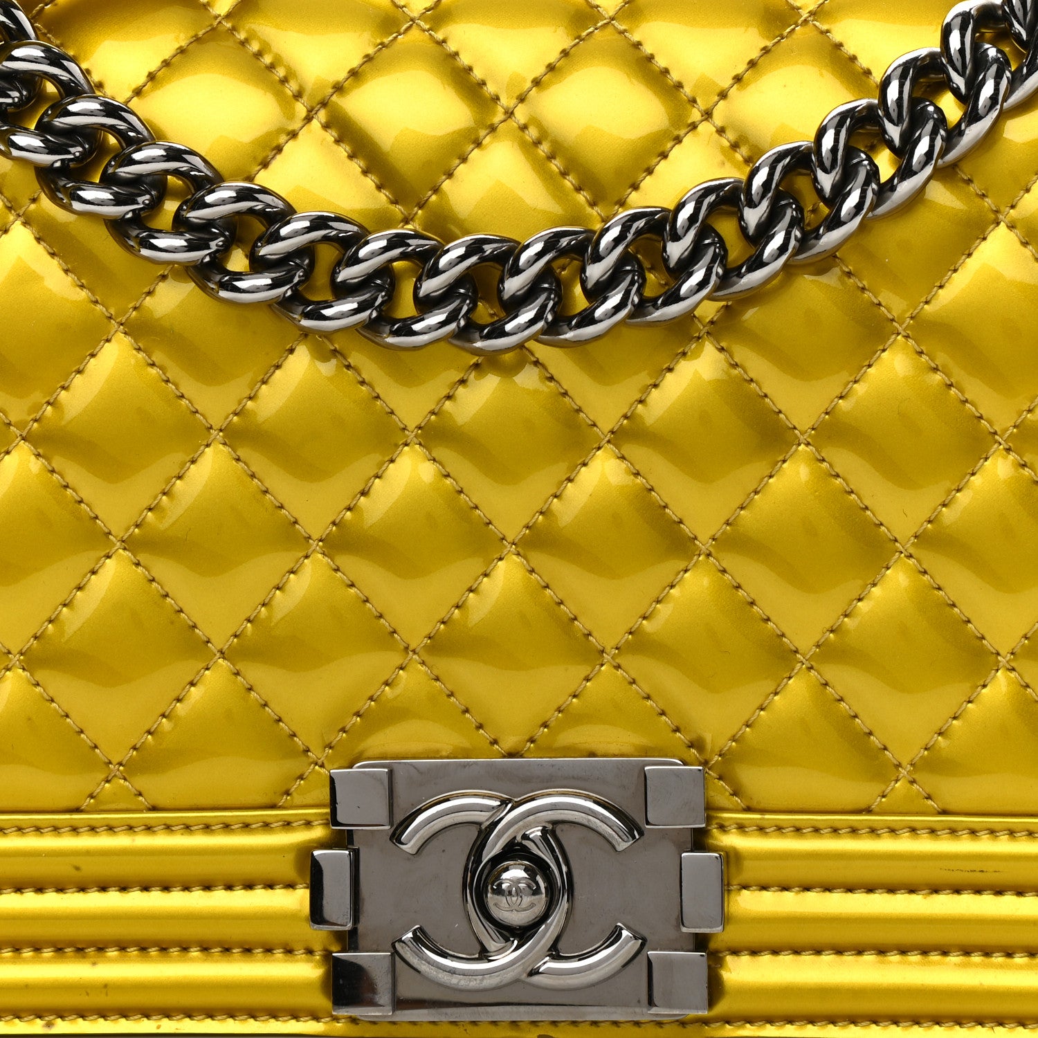 Chanel Metallic Patent Calfskin Quilted Medium Boy Flap Gold 8 of 17