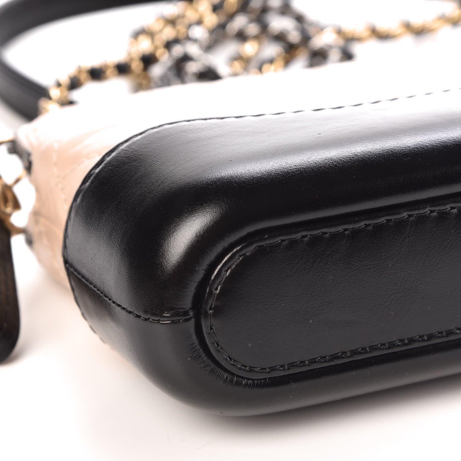 Chanel Aged Calfskin Quilted Small Gabrielle Clutch With Chain Beige Black 9 of 11