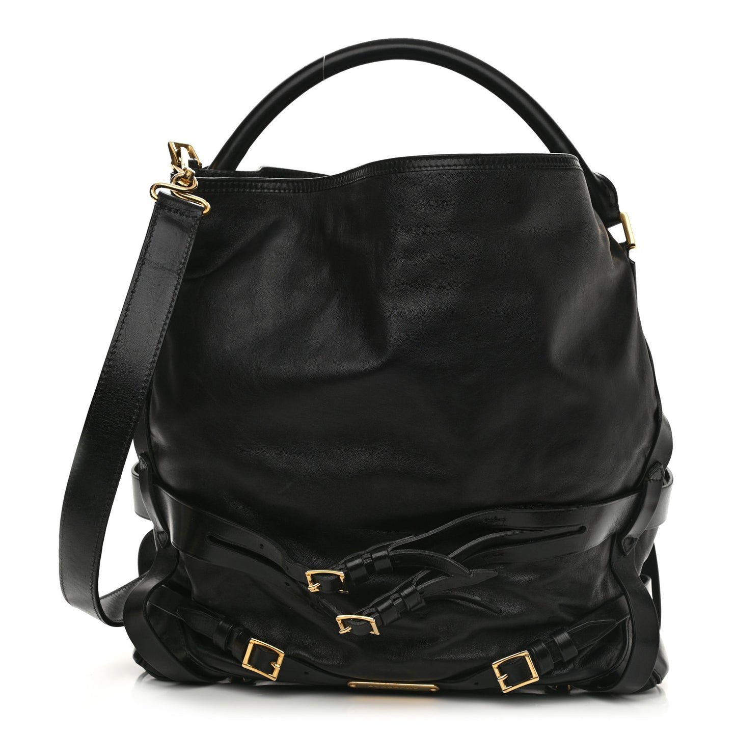 Soft Lambskin Bridle Calfskin Medium Gosford Hobo Black