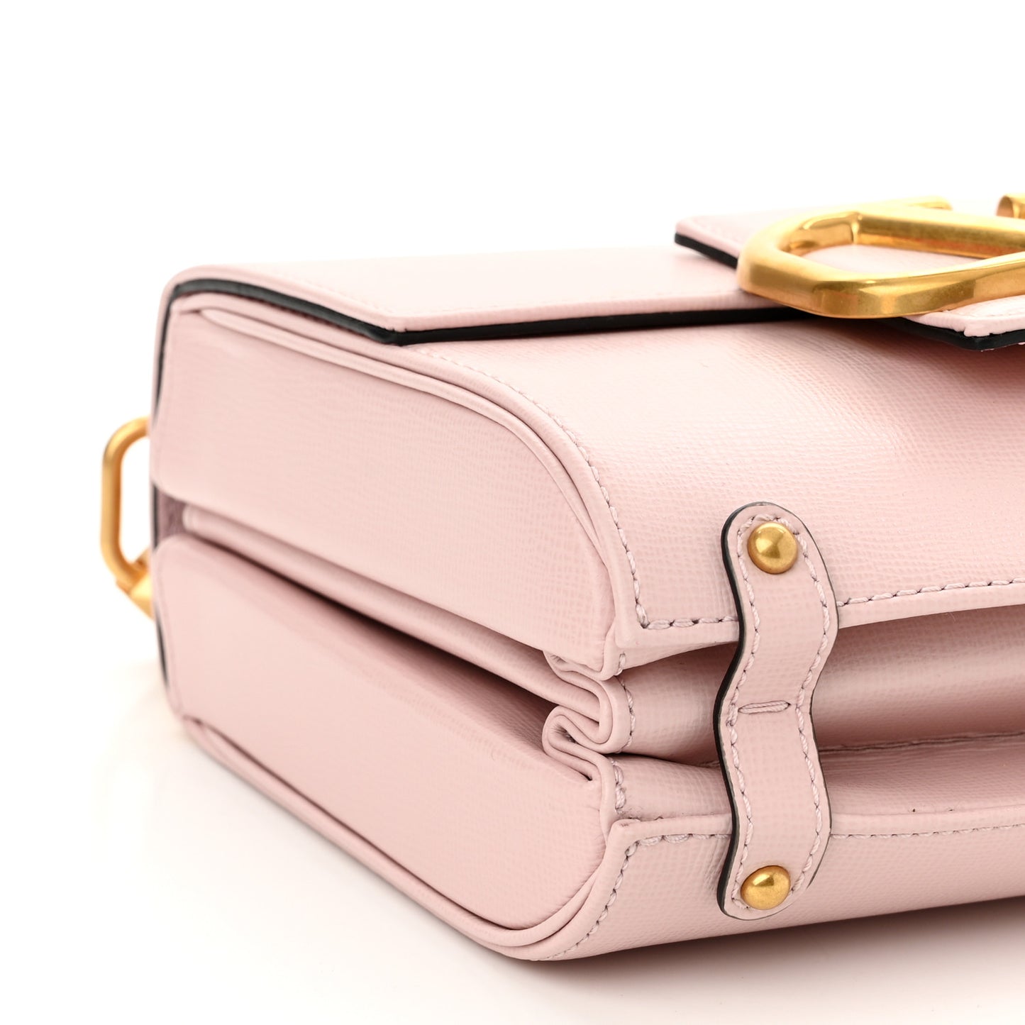 Grainy Calfskin VLogo Stud Sign Shoulder Bag Rose Quartz