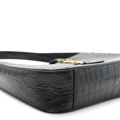 Saint Laurent Calfskin Crocodile Embossed LE 5 A 7 Hobo Black 9 of 10