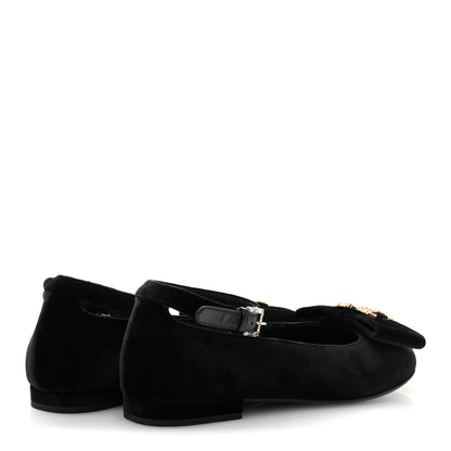 Chanel Velvet Strass CC Bow Mary Jane Flats 36 Black 5 of 10