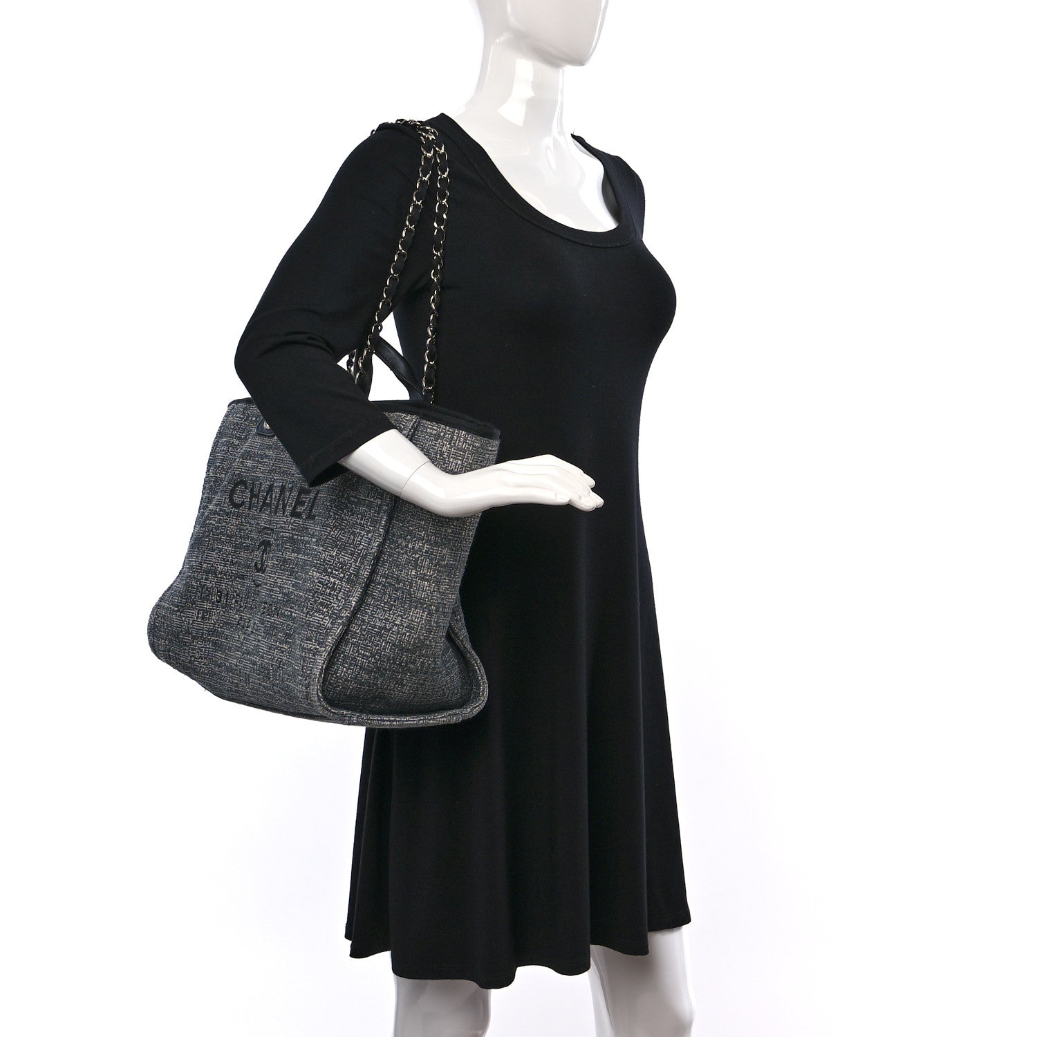 Chanel Canvas Medium Deauville Tote Charcoal 2 of 10