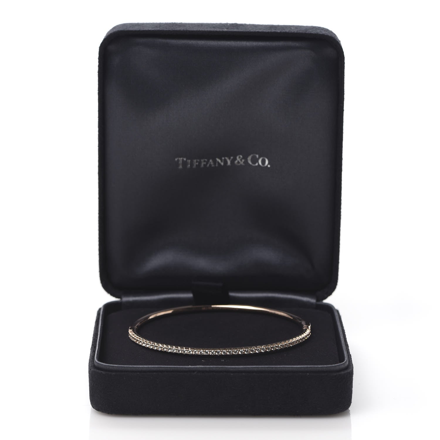 Tiffany 18K Rose Gold Diamond Metro Hinged Bangle Bracelet 6 of 6