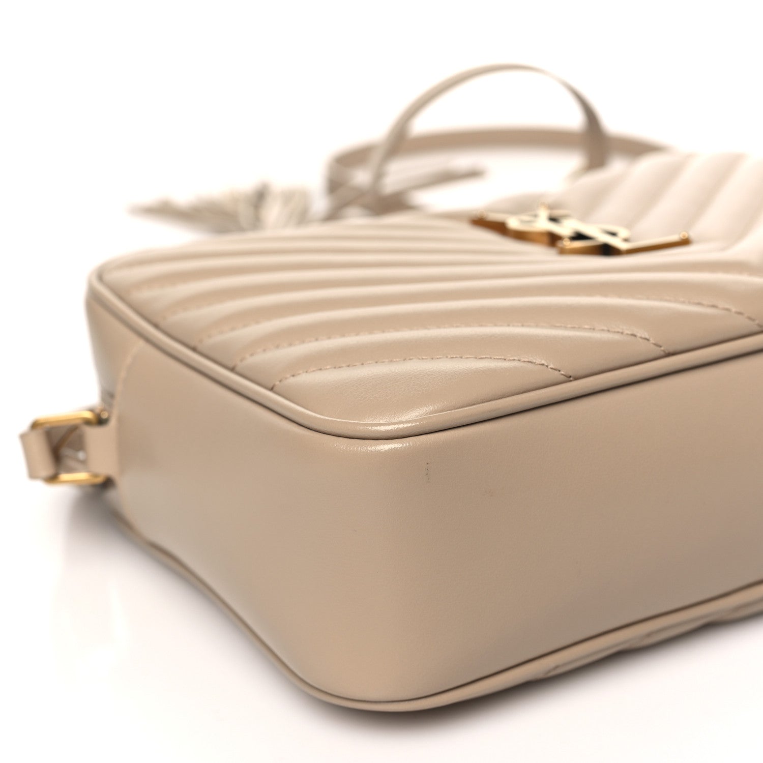 Saint Laurent Calfskin Matelasse Monogram Lou Camera Bag Dark Beige 8 of 10