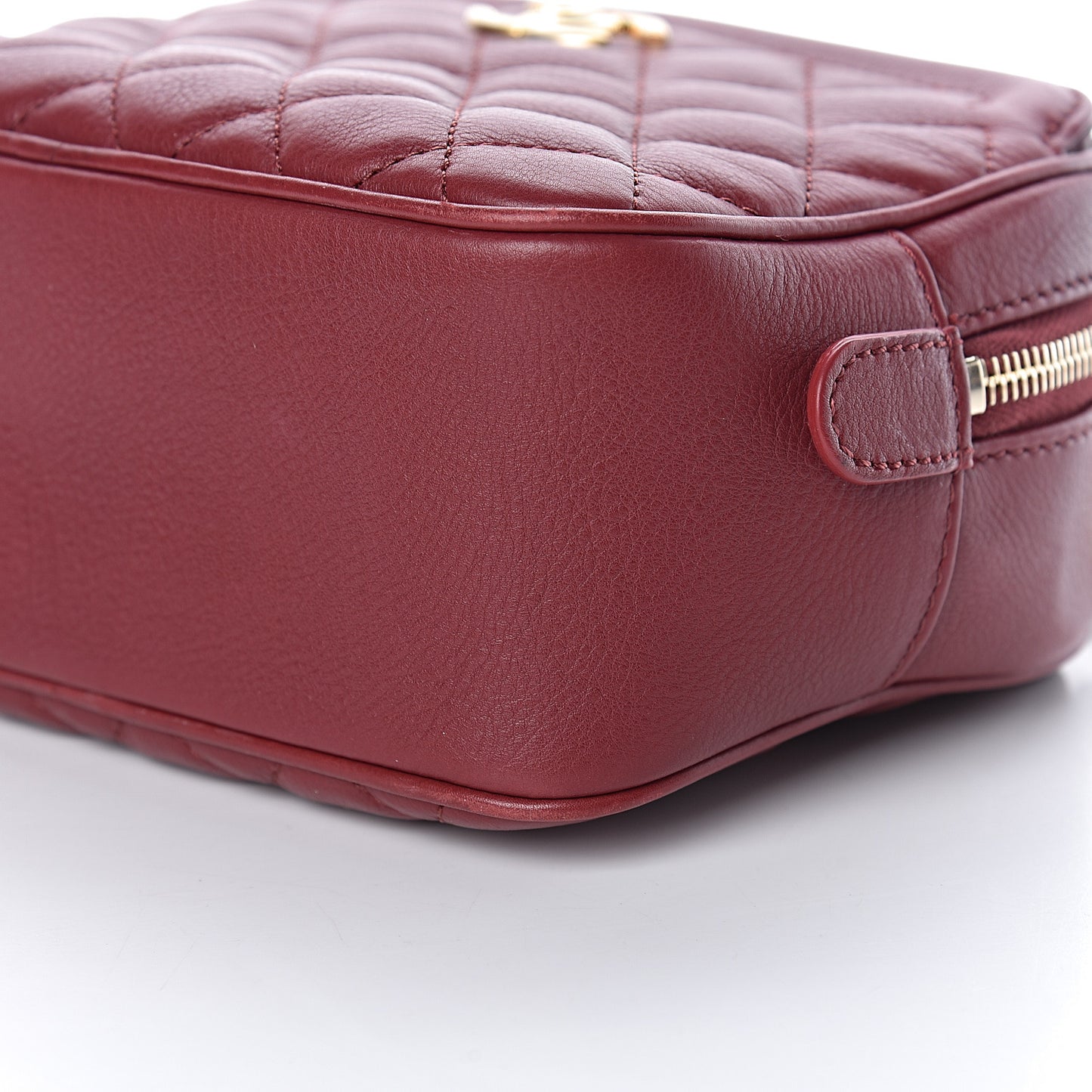 Calfskin Quilted CC Small Vanity Case Dark Red