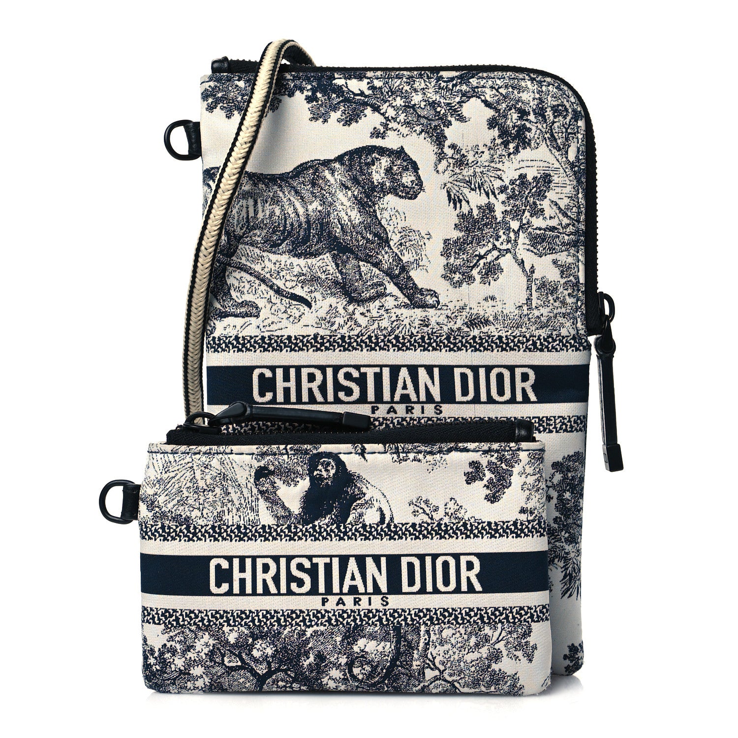 Christian Dior Technical Fabric Embroidered Toile De Jouy DiorTravel Multifunction Pouch Blue 1 of 11