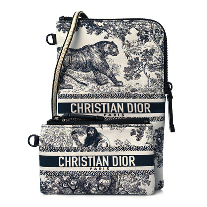 Christian Dior Technical Fabric Embroidered Toile De Jouy DiorTravel Multifunction Pouch Blue 1 of 11