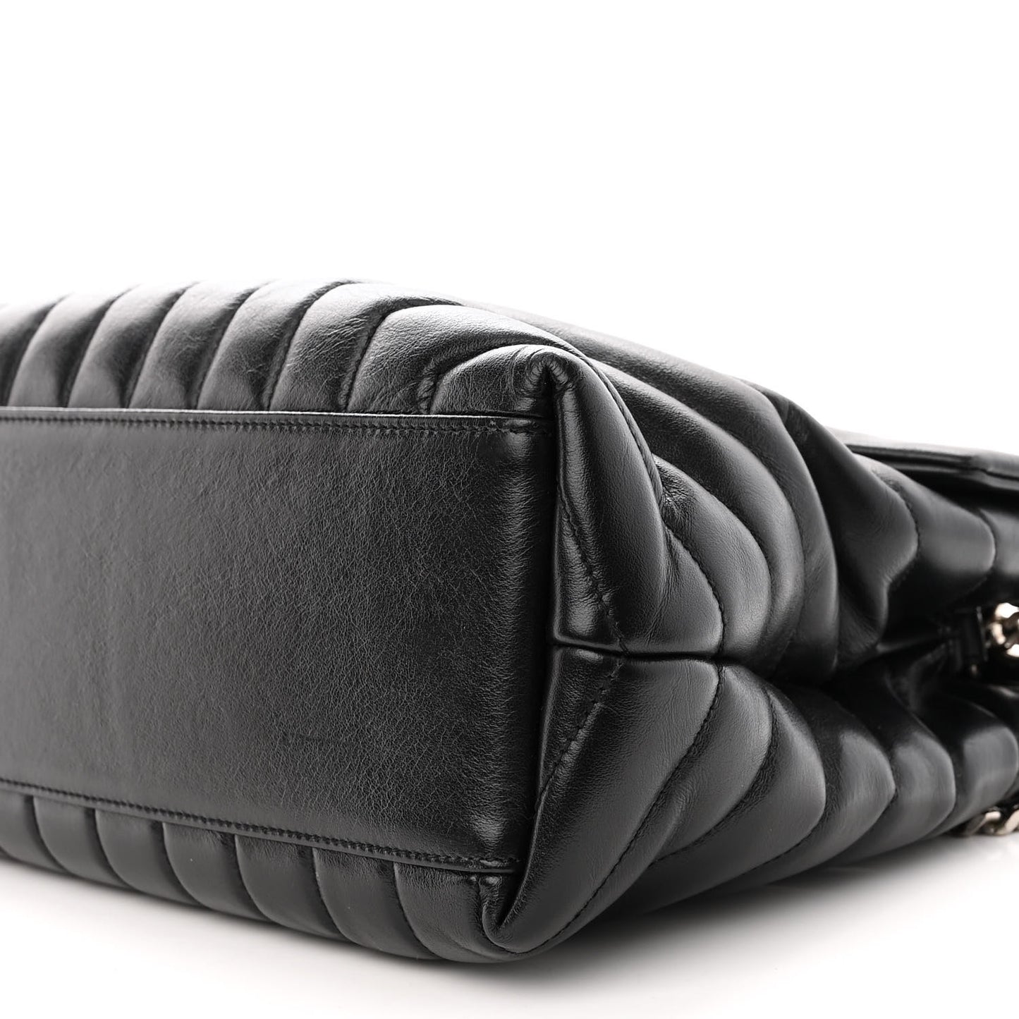 Calfskin Y Quilted Monogram Medium Loulou Chain Satchel Black