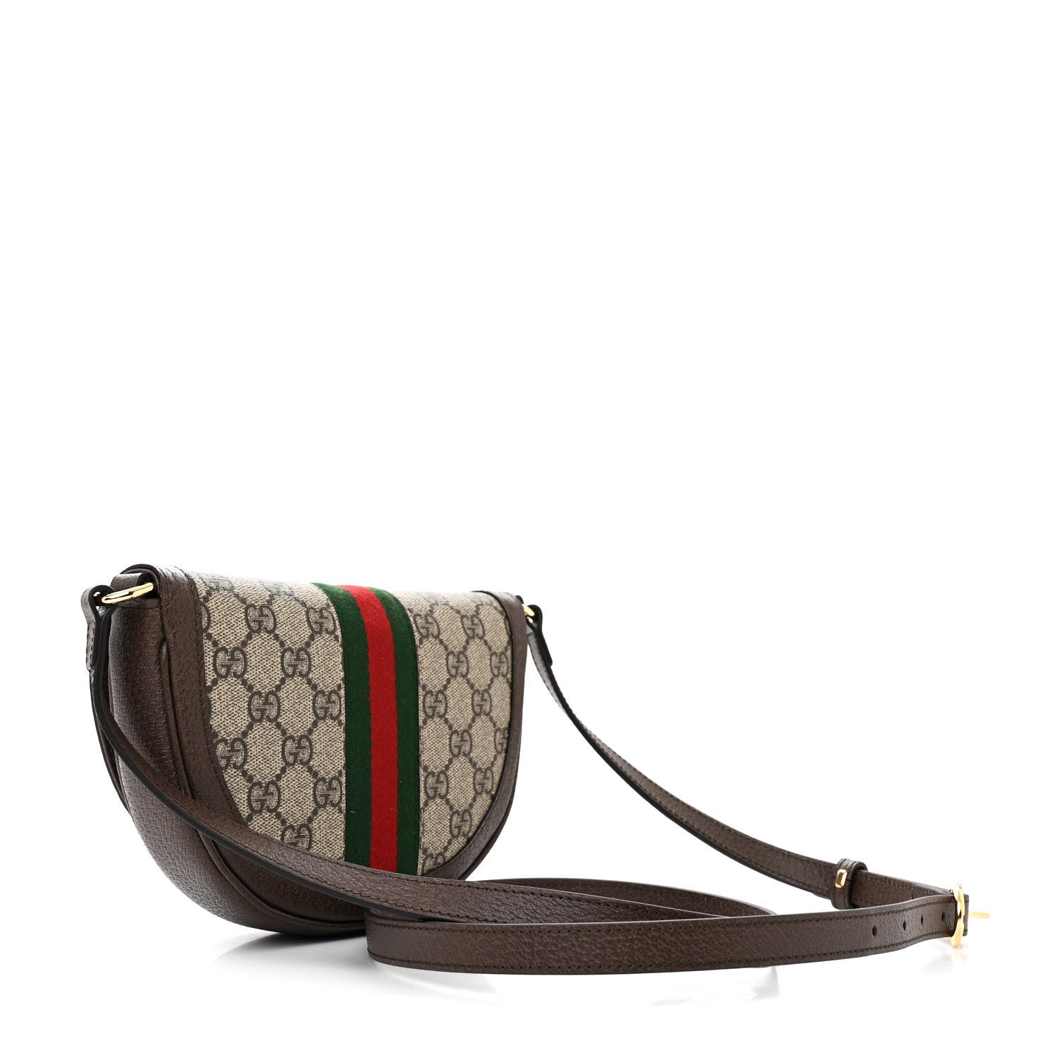 Gucci GG Supreme Monogram Textured Dollar Calfskin Web Mini Ophidia Flap Shoulder Bag Beige Ebony New Acero 3 of 11