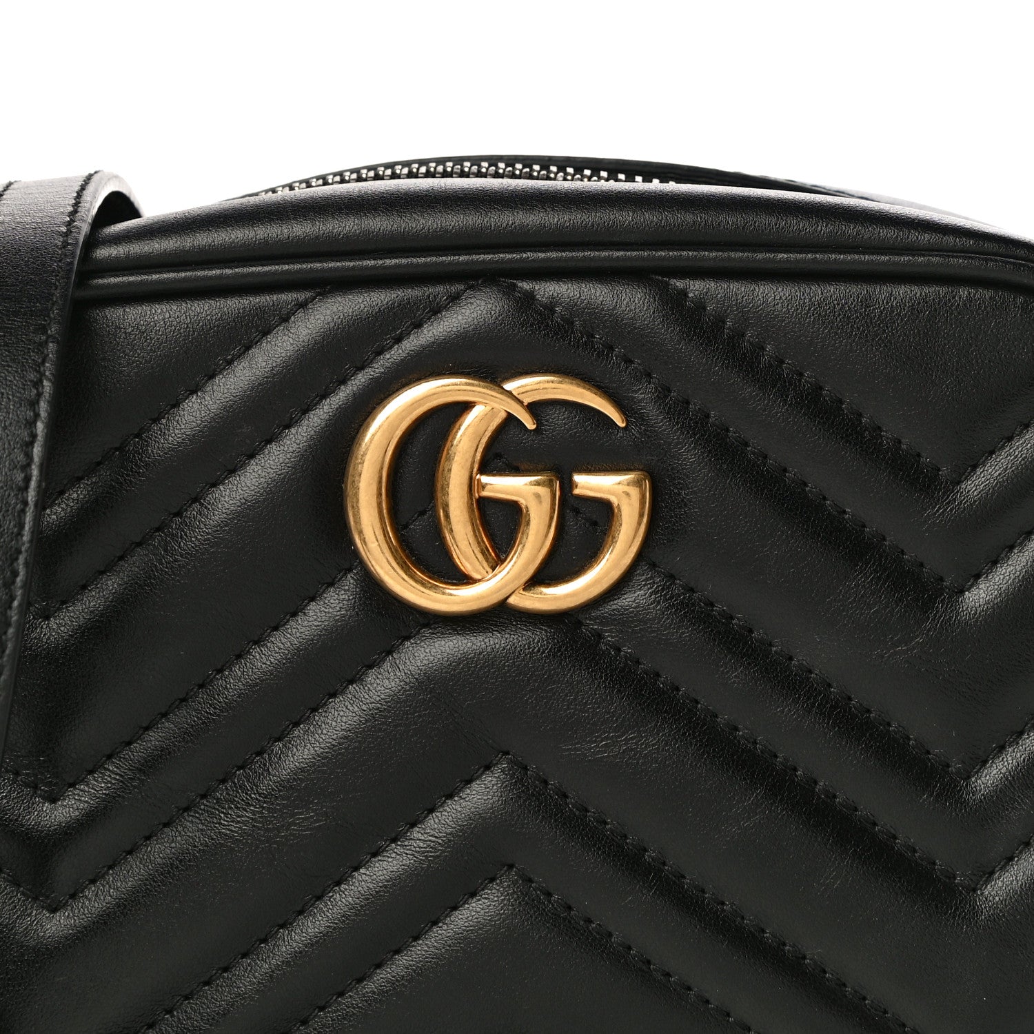 Gucci Calfskin Matelasse Mini GG Marmont Chain Shoulder Bag Black 9 of 11