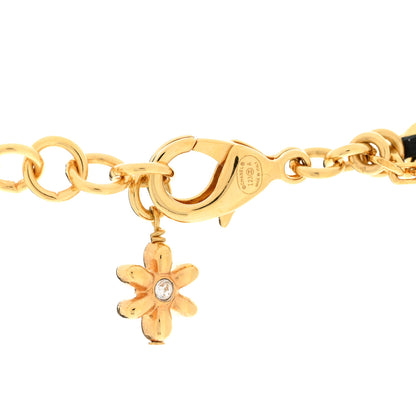Chanel Metal Lambskin Crystal CC Double Chain Necklace Black Gold 5 of 7