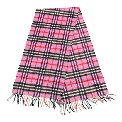 Burberry Cashmere Vintage Check Fringe Scarf Pink 2 of 4