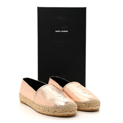 Saint Laurent Metallic Lambskin Monogram Espadrilles 35 Blush 10 of 10