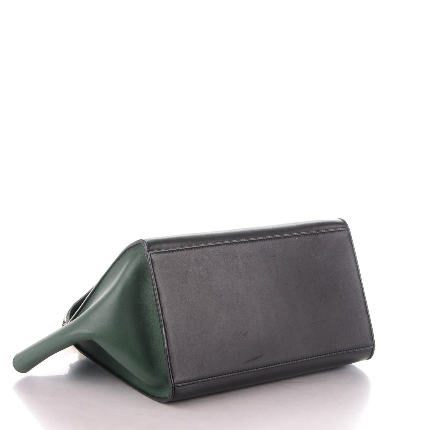 Smooth Calfskin Medium Bi-Color Trapeze Bottle Green