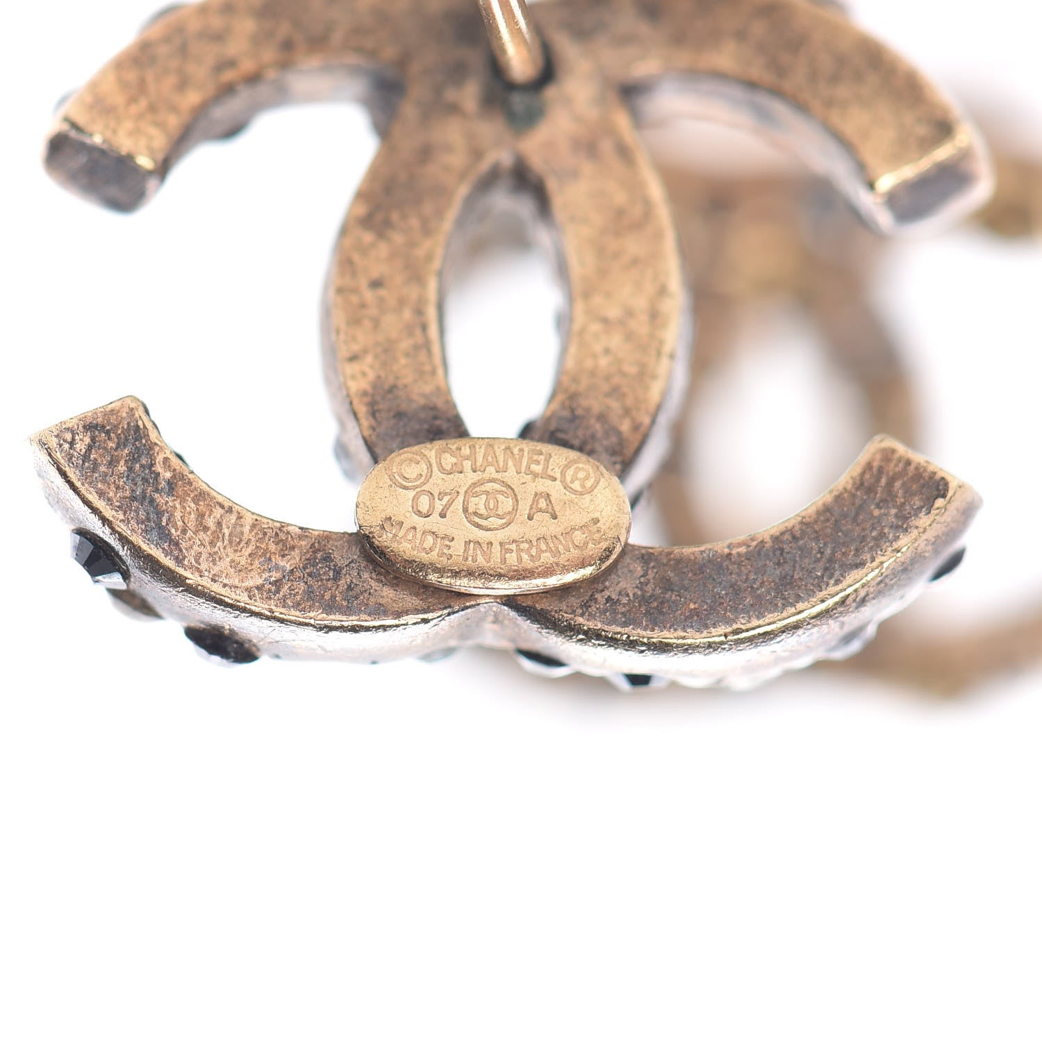Chanel Crystal CC Earrings Gold Multicolor 4 of 5