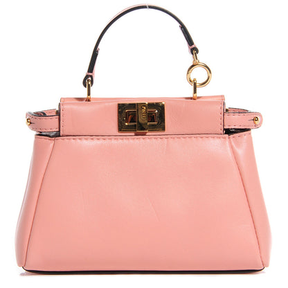 Fendi Shiny Nappa Micro Peekaboo Iconic Satchel Pink 1 of 8
