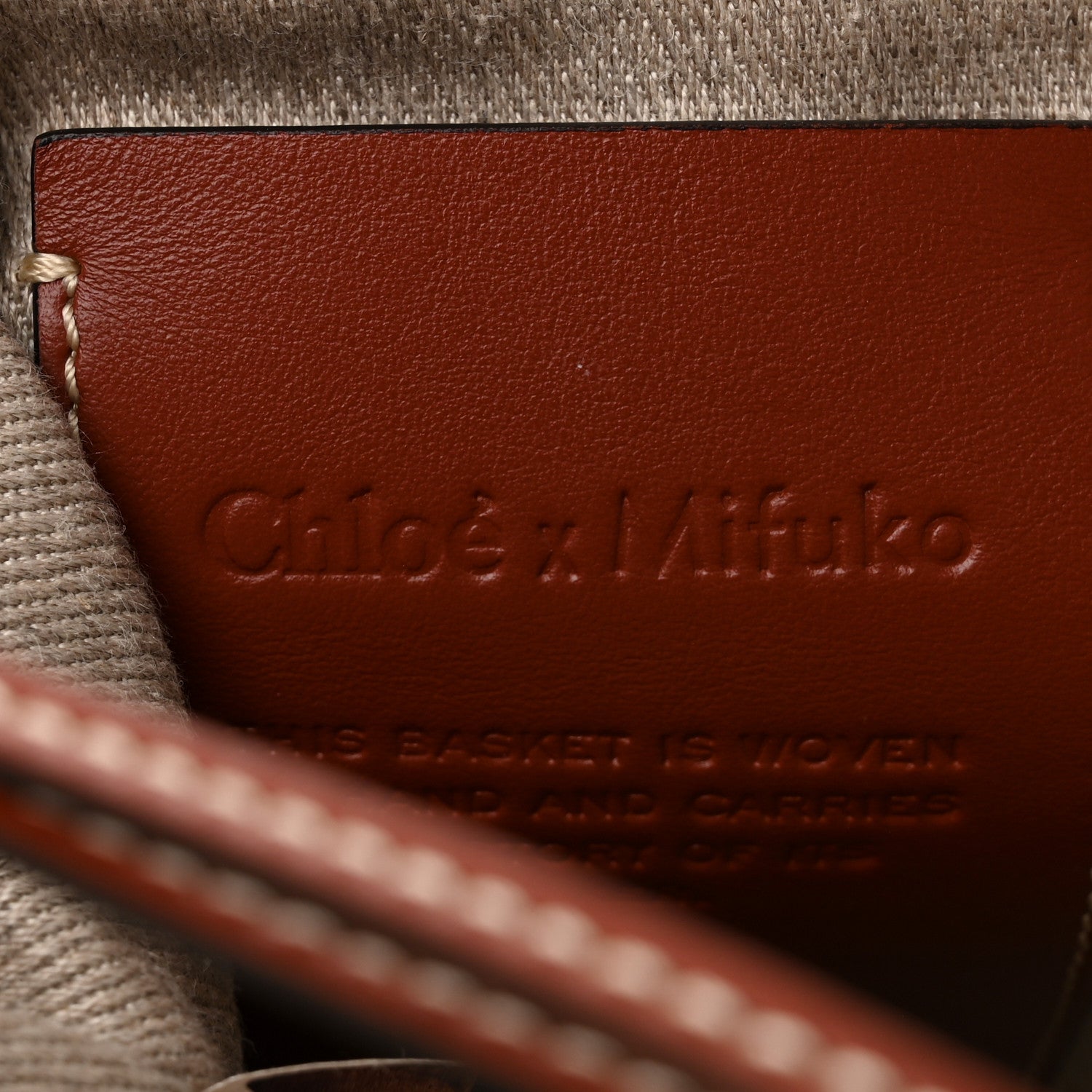 Chloe X MIFUKO Raffia Calfskin Small Woody Basket Shoulder Bag Black Beige 6 of 10
