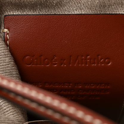 Chloe X MIFUKO Raffia Calfskin Small Woody Basket Shoulder Bag Black Beige 6 of 10