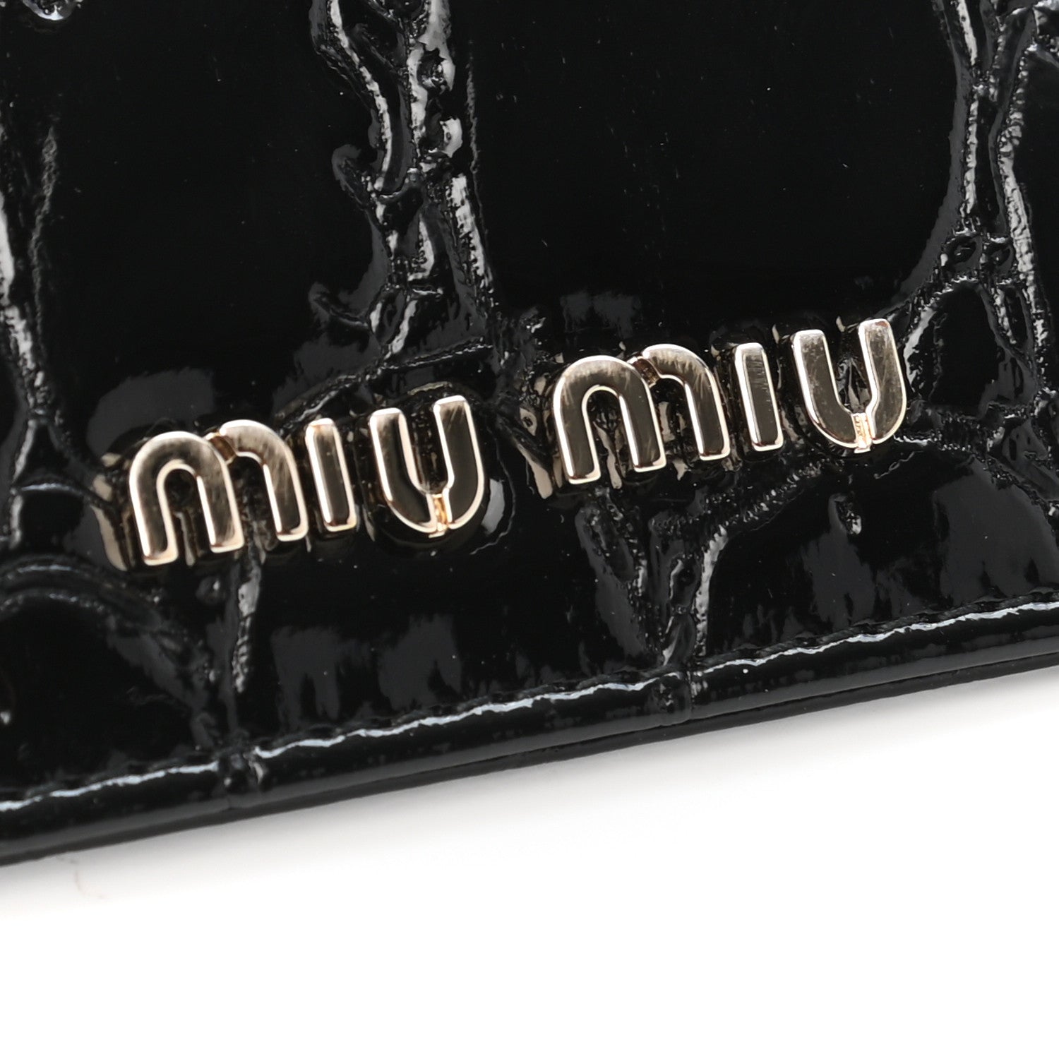 Miu Miu Patent Crocodile Embossed Saint Cocco Card Case Black 6 of 8