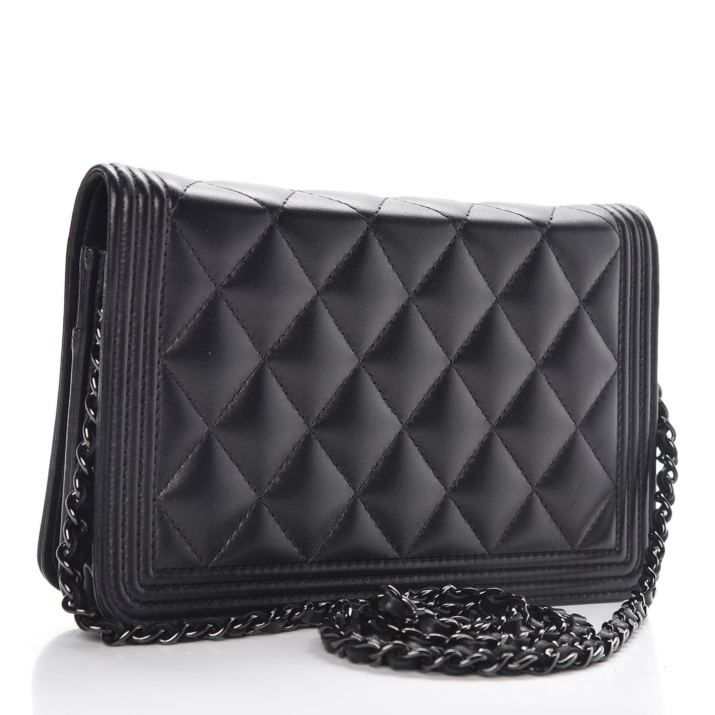 Lambskin Quilted Boy Wallet On Chain WOC So Black