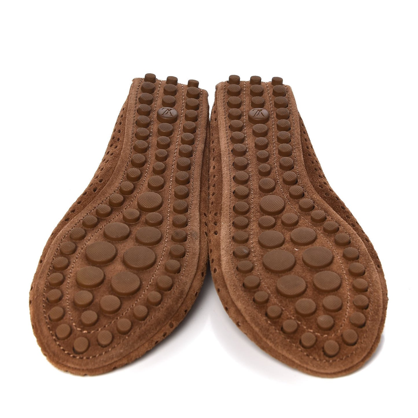 Suede Perforated Oxford Ballerina Flats 39 Cognac