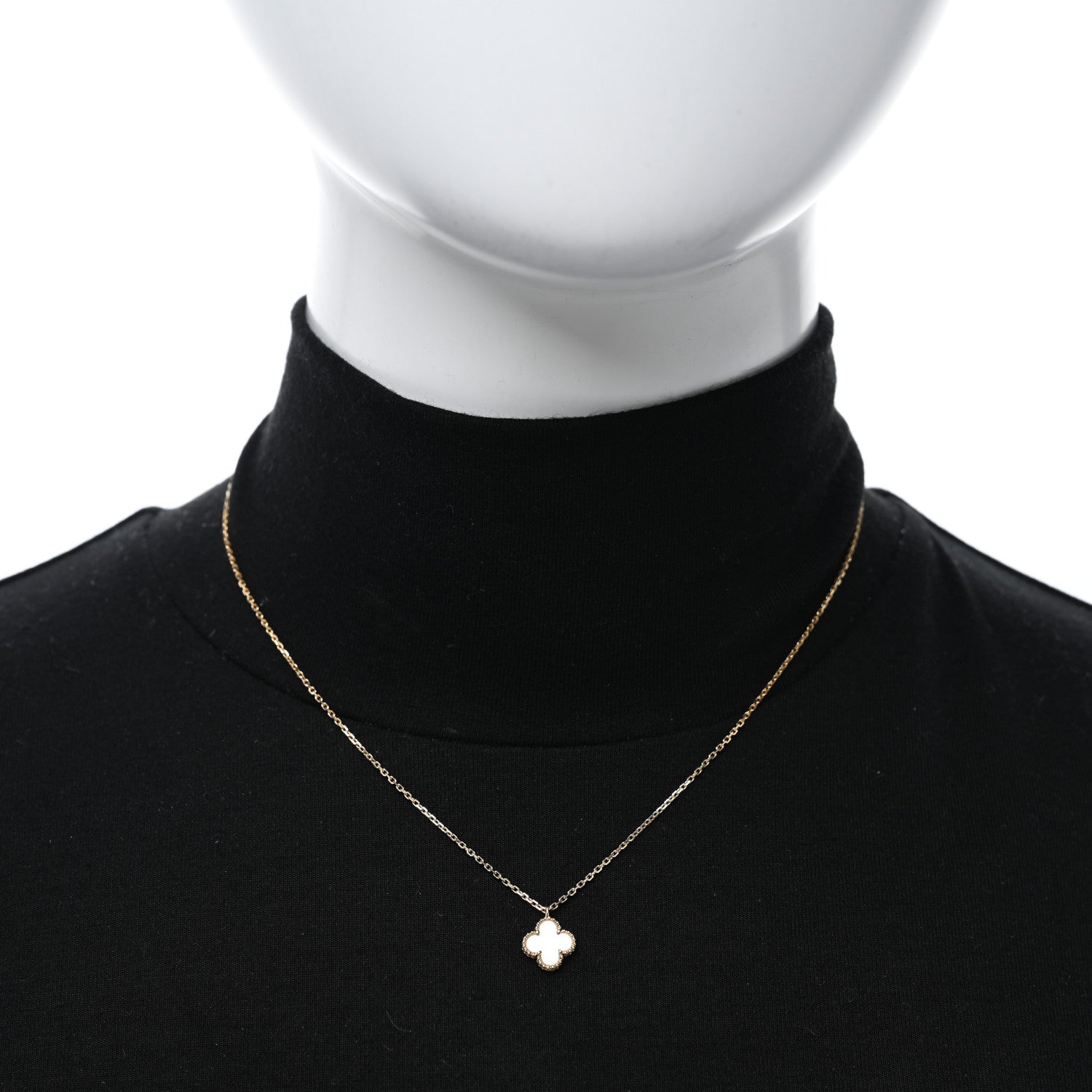 Van Cleef & Arpels 18K Yellow Gold Mother of Pearl Sweet Alhambra Pendant Necklace 2 of 5