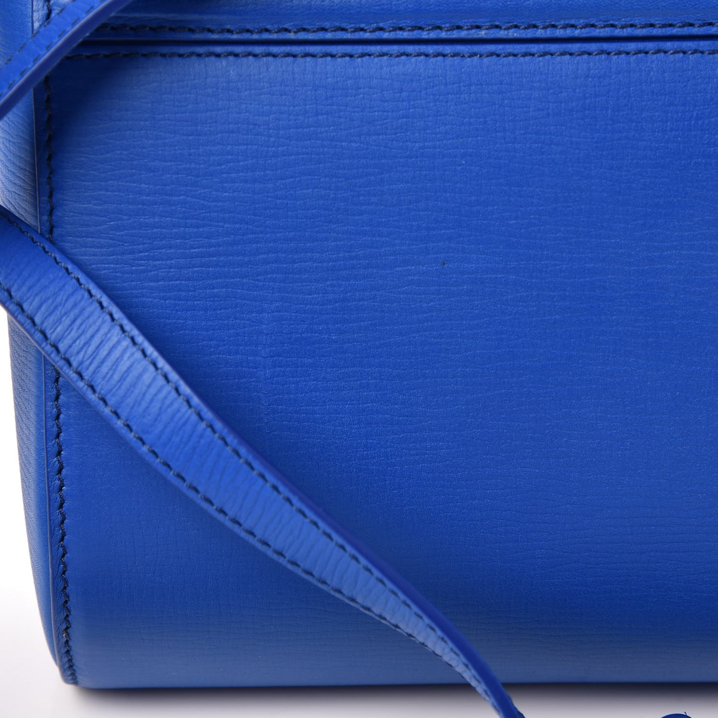 Textured Calfskin Mini Pandora Box Crossbody Bag Indigo Blue