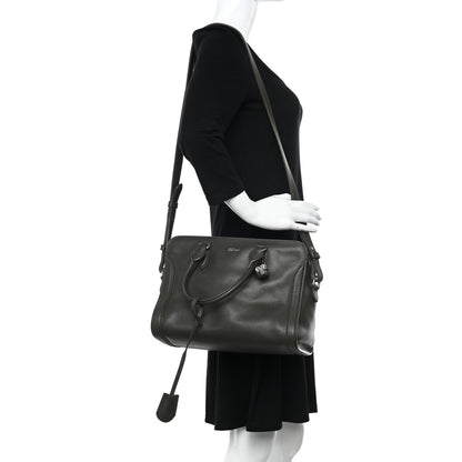 Alexander McQueen Pebbled Calfskin Small Skull Padlock Zip Around Tote Military Green 2 of 16