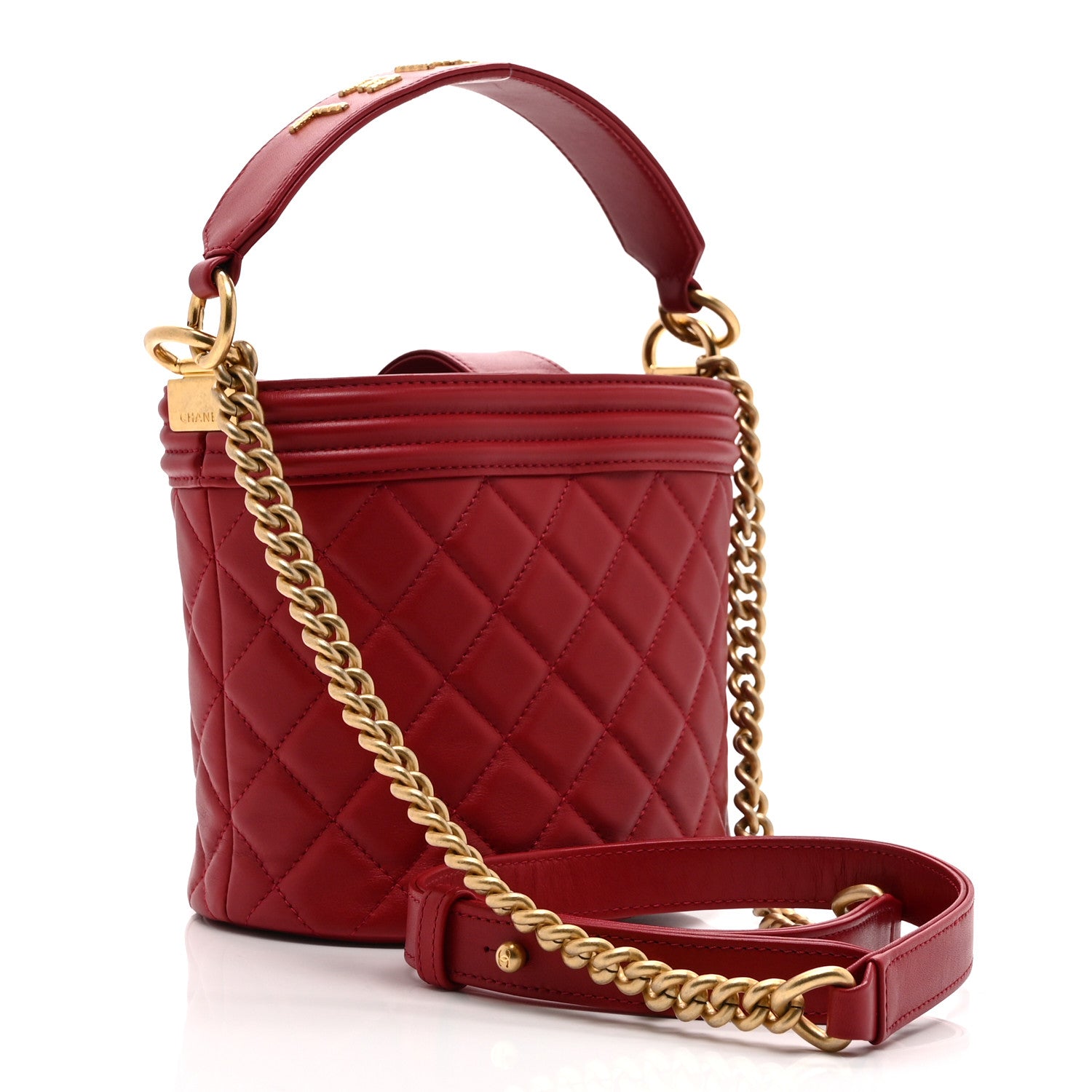Chanel Calfskin Quilted Boy Bucket Bag Red 3 of 10