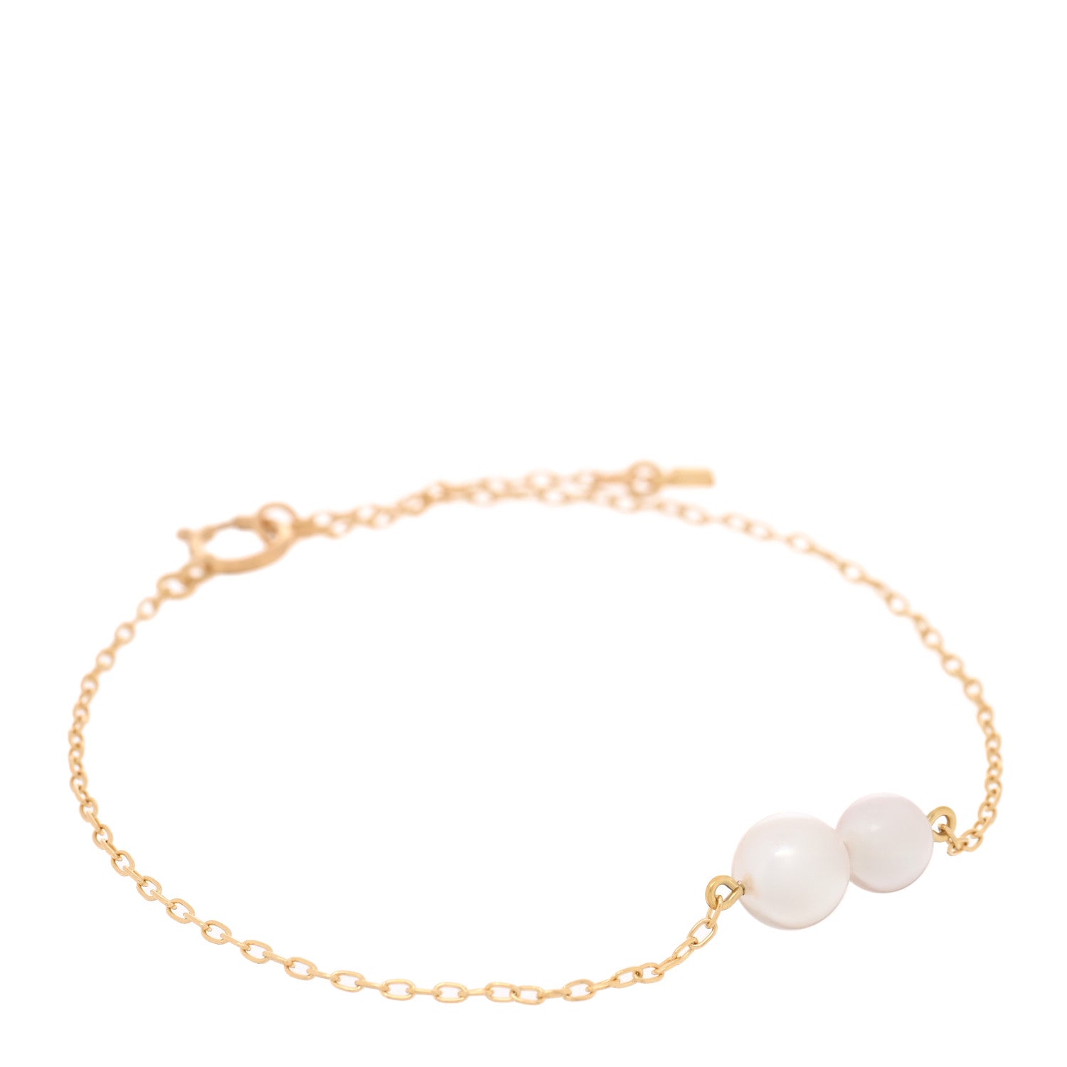Mikimoto 18K Yellow Gold Akoya Cultured Two Pearl Station Bracelet 1 of 3