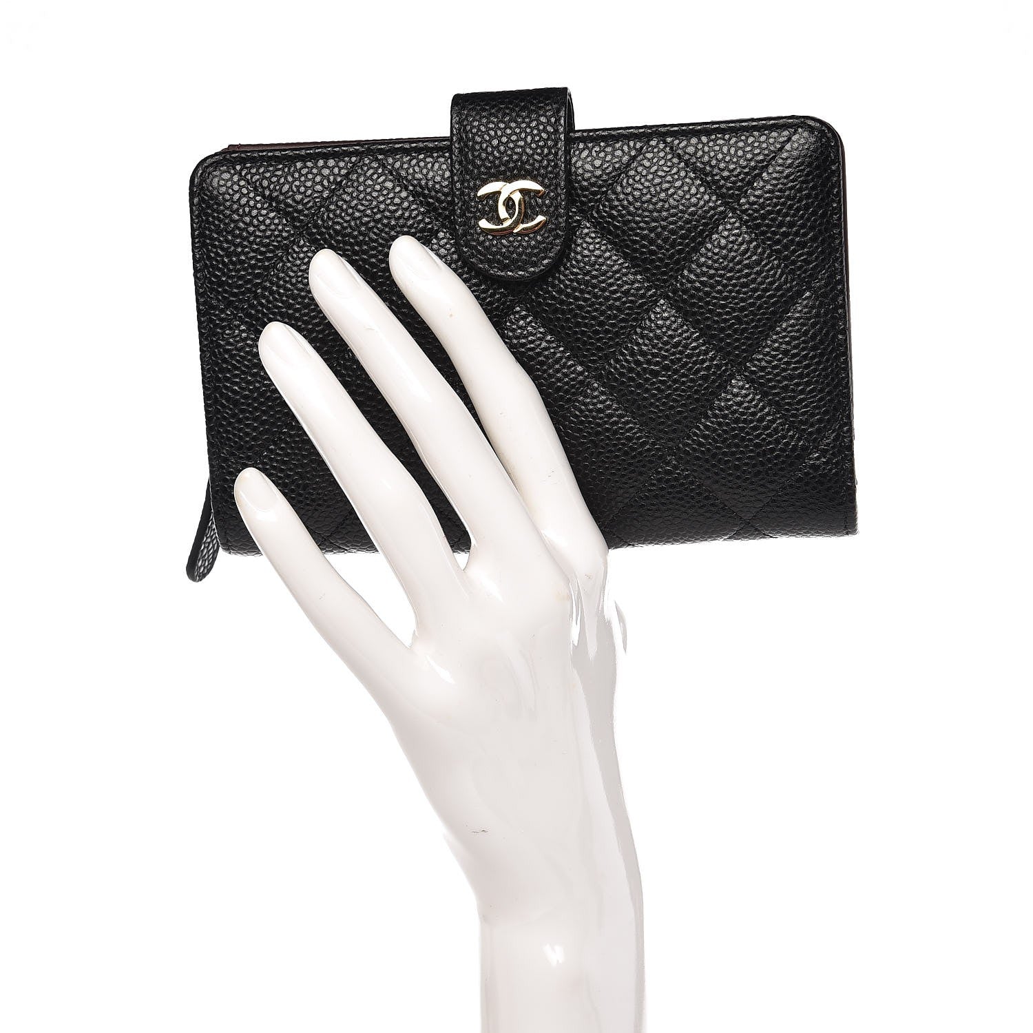 Chanel Caviar Quilted Zipped Pocket Wallet Black 2 of 8